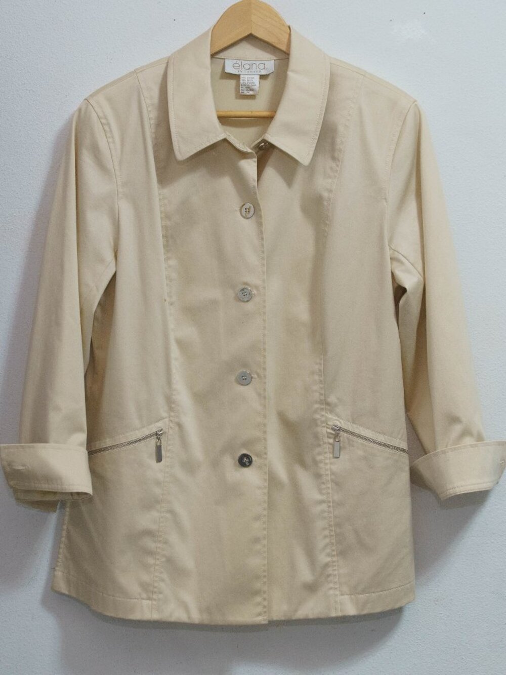 Elana by Tanner Light Beige Zip-Pocket Jacket